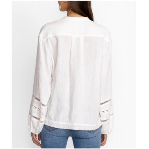 New JOHNNY WAS CALME Women's Cream Cotton Gauze Peasant Top Size XL - Picture 11 of 11